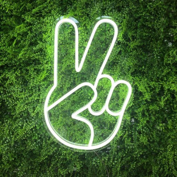 Peace Hand Emoji Neon Sign, Neon Peace Sign Lamp