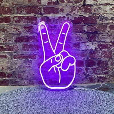 Peace Hand Symbol Neon Light