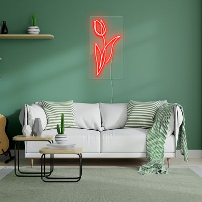 Line Art Tulip Light Sign