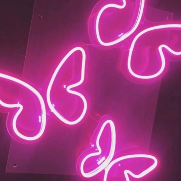 Custom Neon® artwork of three pink butterflies