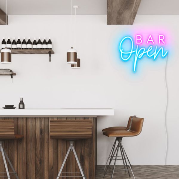 Modern Bar Open LED Light pre-designed light-up wall art from Custom Neon®