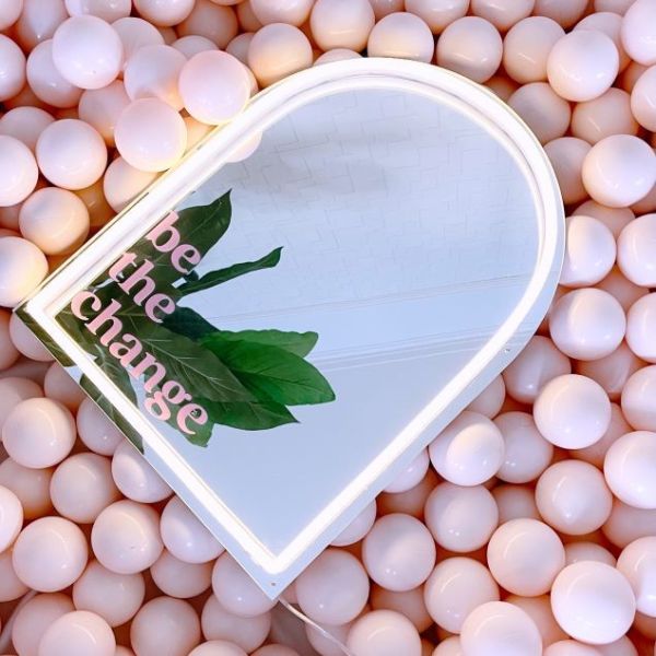 Be the Change LED neon mirrored art @customneon Signs of Change charity range