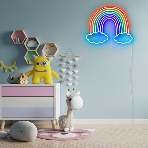 Rainbow & Cloud Neon Light pre-designed light-up wall art from Custom Neon®