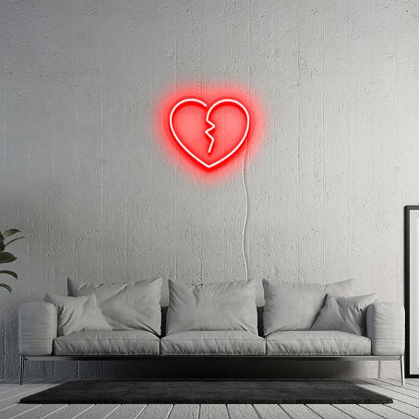 Broken Heart Neon Wall Art: pre-designed LED neon art from Custom Neon®