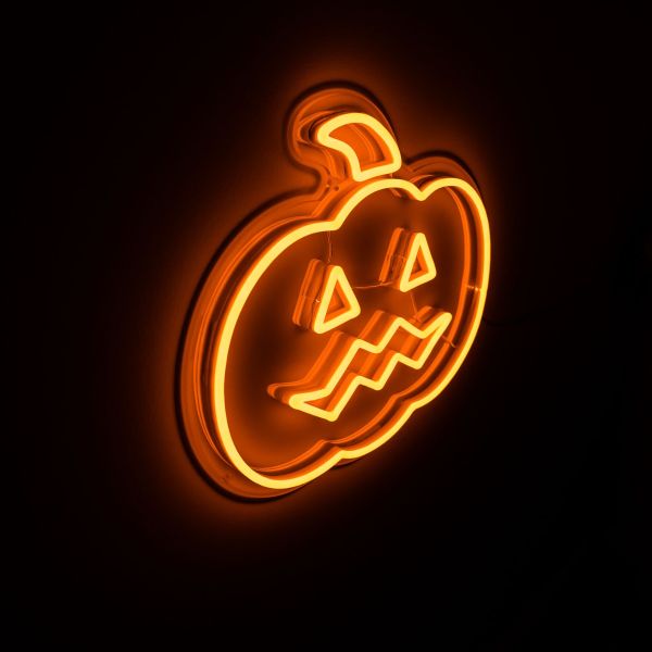Spooky Light Up Jack O Lantern in pumpkin orange - CUSTOM NEON® Halloween Decorations
