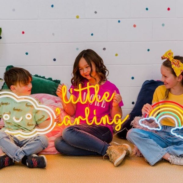 Happy Cloud Little Darling and Rainbow LED neon art by CUSTOM NEON® 