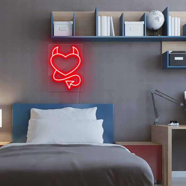 Devil Heart Neon Sign: pre-designed LED neon art from Custom Neon®