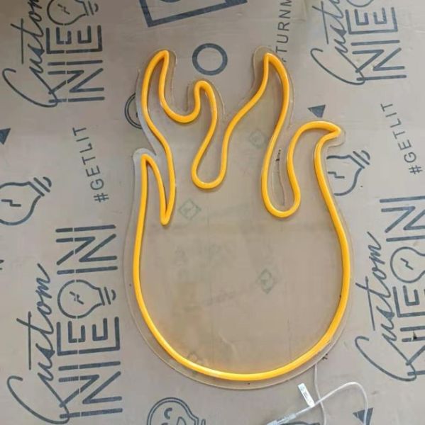 Burning Flame Light Sign shown turned off - made by Custom Neon®