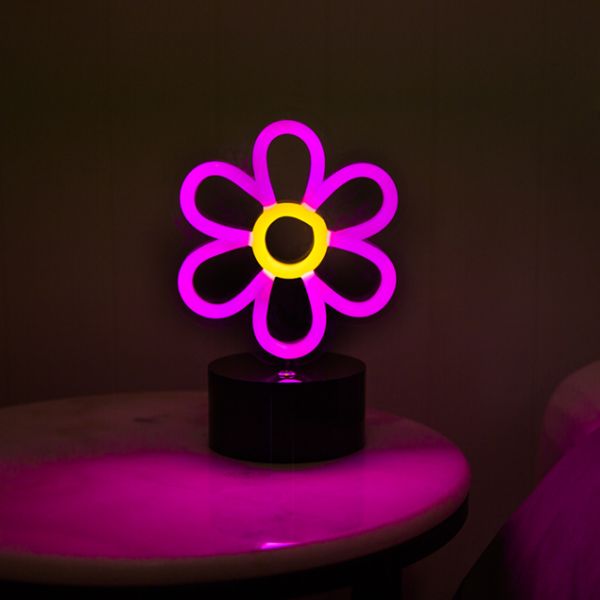 Groovy Chick Flower Power Neon Look Desk Light from Custom Neon
