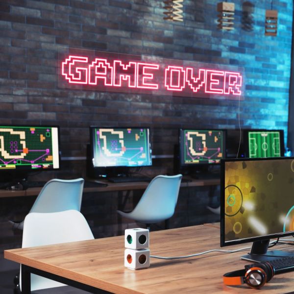 Red Game Over Sign by CUSTOM NEON® in a LAN gaming center