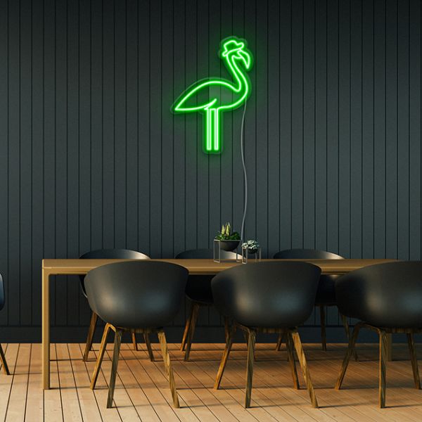 Too Cool Flamingo with Hat pre-designed light-up wall art from Custom Neon®