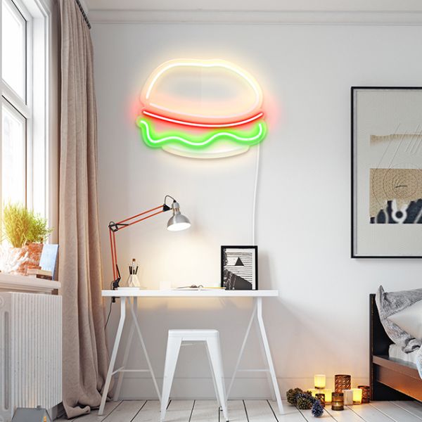 Hamburger Neon Sign: pre-designed LED neon art from Custom Neon®