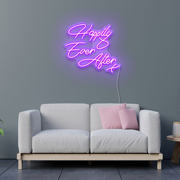 Happily Ever After X neon flex sign in purple - from Custom Neon®