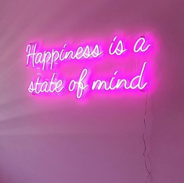 Happiness is a state of mind wall light in pink LED neon flex - from Custom Neon®