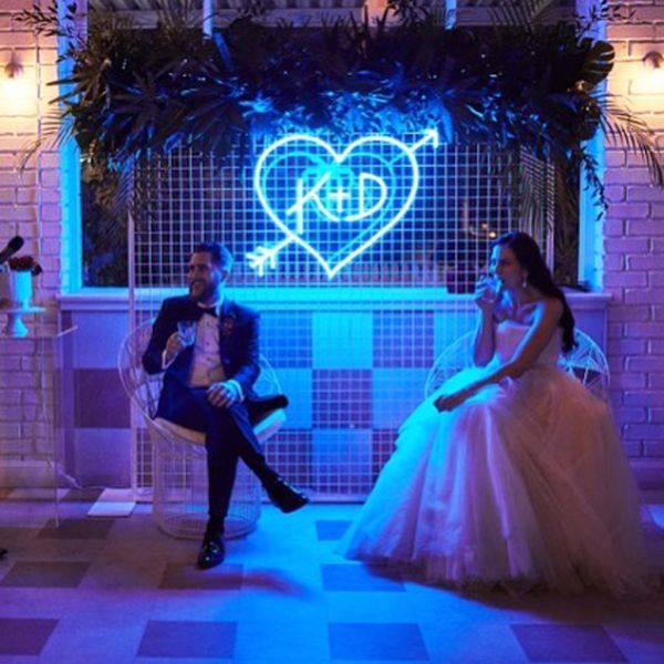 Personalized LED Neon Heart Sign with an Arrow and Your Initials - photo from CustomNeon.com