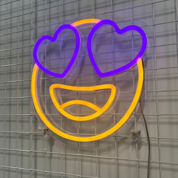 Custom Neon® Heart Eyes Emoji Sign 