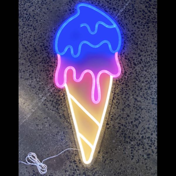 Ice cream cone in multicoloured LED neon lights - photos from Custom Neon (formerly Neon Collective)