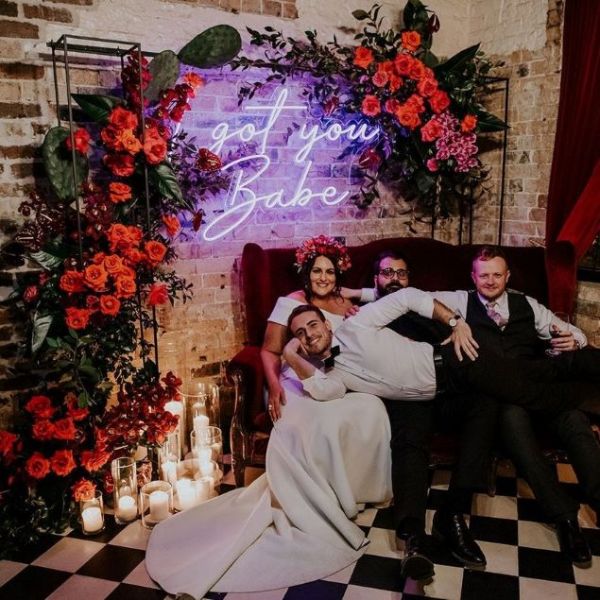 I got you babe neon look light sign shown at a wedding - from Custom Neon®