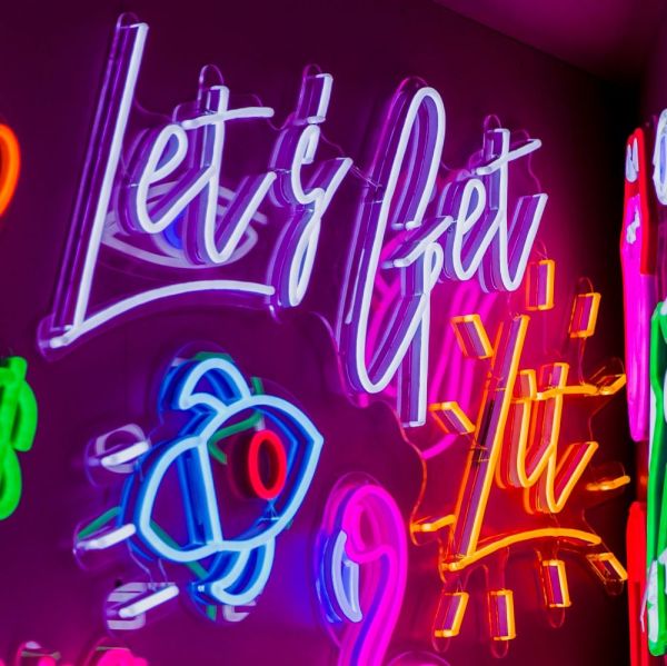 Let's Get Lit LED sign by Custom Neon®,Let's Get Lit white & yellow Custom Neon® sign