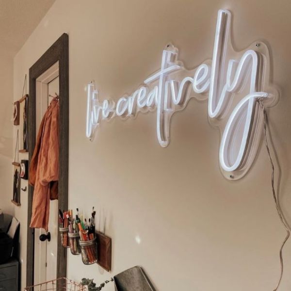 Live Creatively white wall sign by CUSTOM NEON® @meghanjoytoday