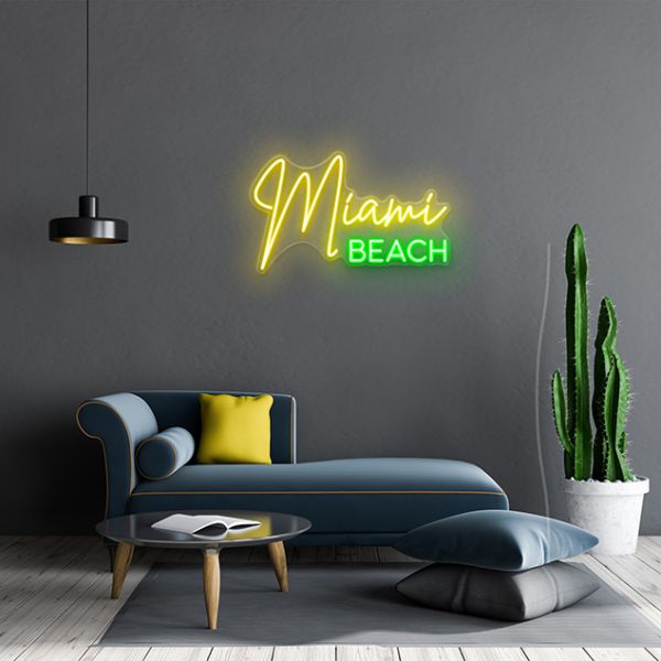 Miami Beach yellow & green lighted wall sign by CUSTOM NEON®