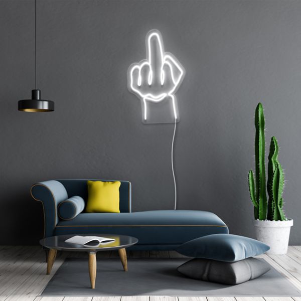 Middle Finger Faux Neon Sign  pre-designed light-up wall art from Custom Neon®