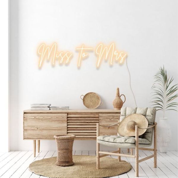 Miss to Mrs faux neon light in warm white - from Custom Neon
