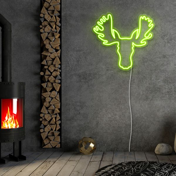 Moose Head Neon Sign  pre-designed light-up wall art from Custom Neon®