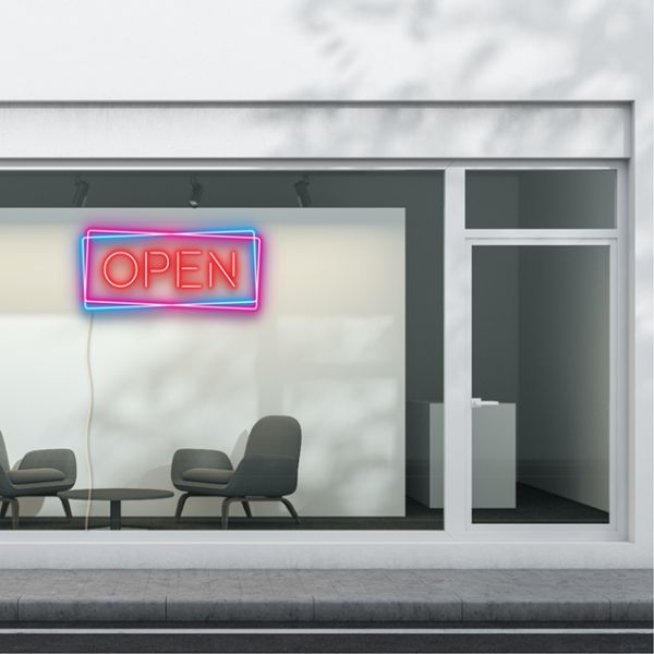 Neon look LED open sign in red, pink and blue - from CustomNeon.com.au