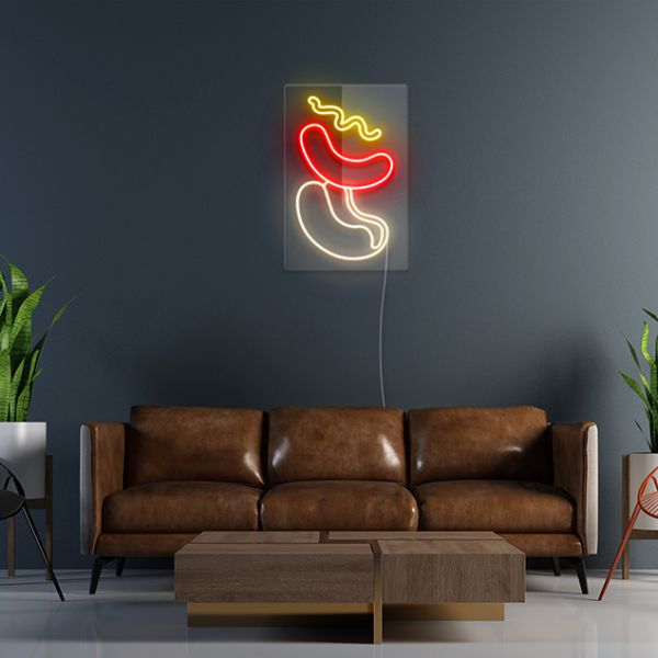 Hotdog in a Bun pre-designed light-up wall art from Custom Neon®