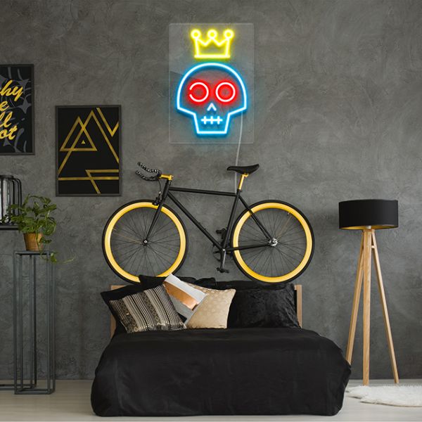 Skull with Crown  pre-designed light-up wall art from Custom Neon®