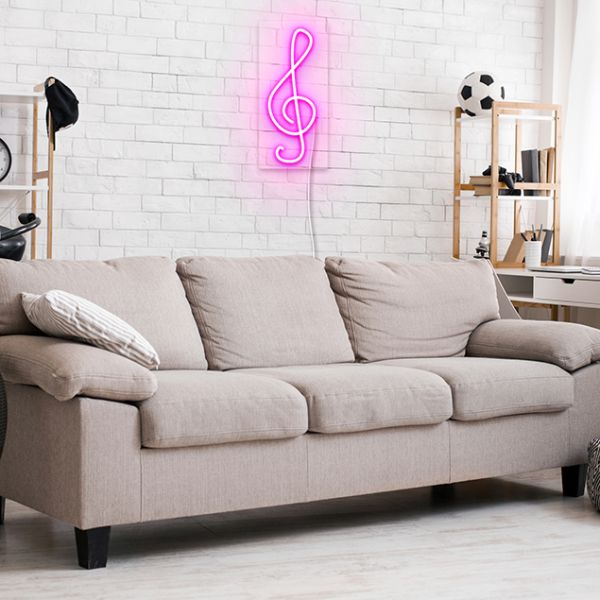 Treble Clef Neon Light Sign pre-designed light-up wall art from Custom Neon®