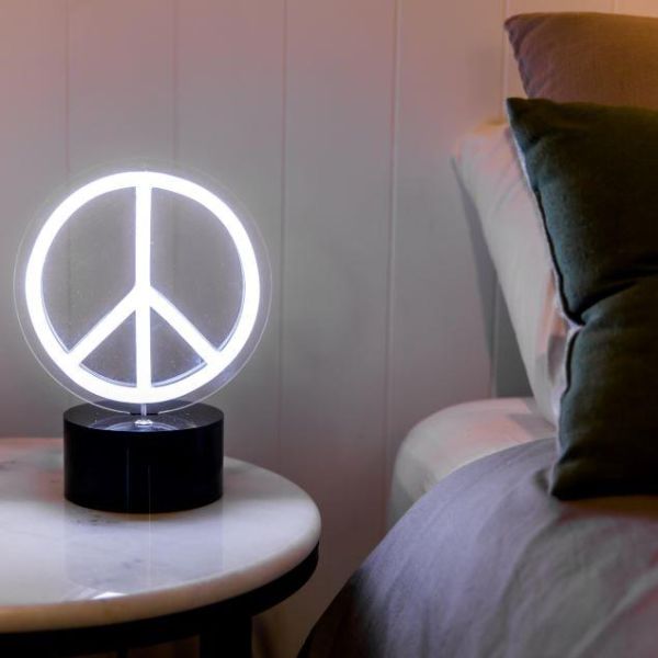 World Peace LED Neon Desk Lamp from Custom Neon