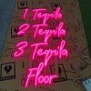 1 Tequila 2 Tequila 3 Tequila Floor pink neon sign shown on the Custom Neon box
