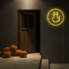 Cat Neon Light: pre-designed LED neon art from Custom Neon® shown on dark wall in Halloween setting