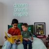 Dream Create Inspire mint green LED neon sign in boy's bedroom - made by CUSTOM NEON®