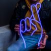 Fingers Crossed Emoji Light Sign in dark blue from Custom Neon®