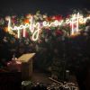 Happily Ever After LED neon on a flower wall highlighting the wishing well and guest photo area - from Custom Neon®