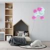 Neon poodle with bow in white and pink LED flex shown as bedroom wall art from CustomNeon.com.au