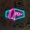LED neon flex open sign in pink with a blue outline - from CustomNeon.com.au