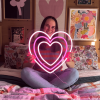 Custom Neon® Triple Heart in cotton candy pink and white,LED neon heart sign in pink and white by Custom Neon®