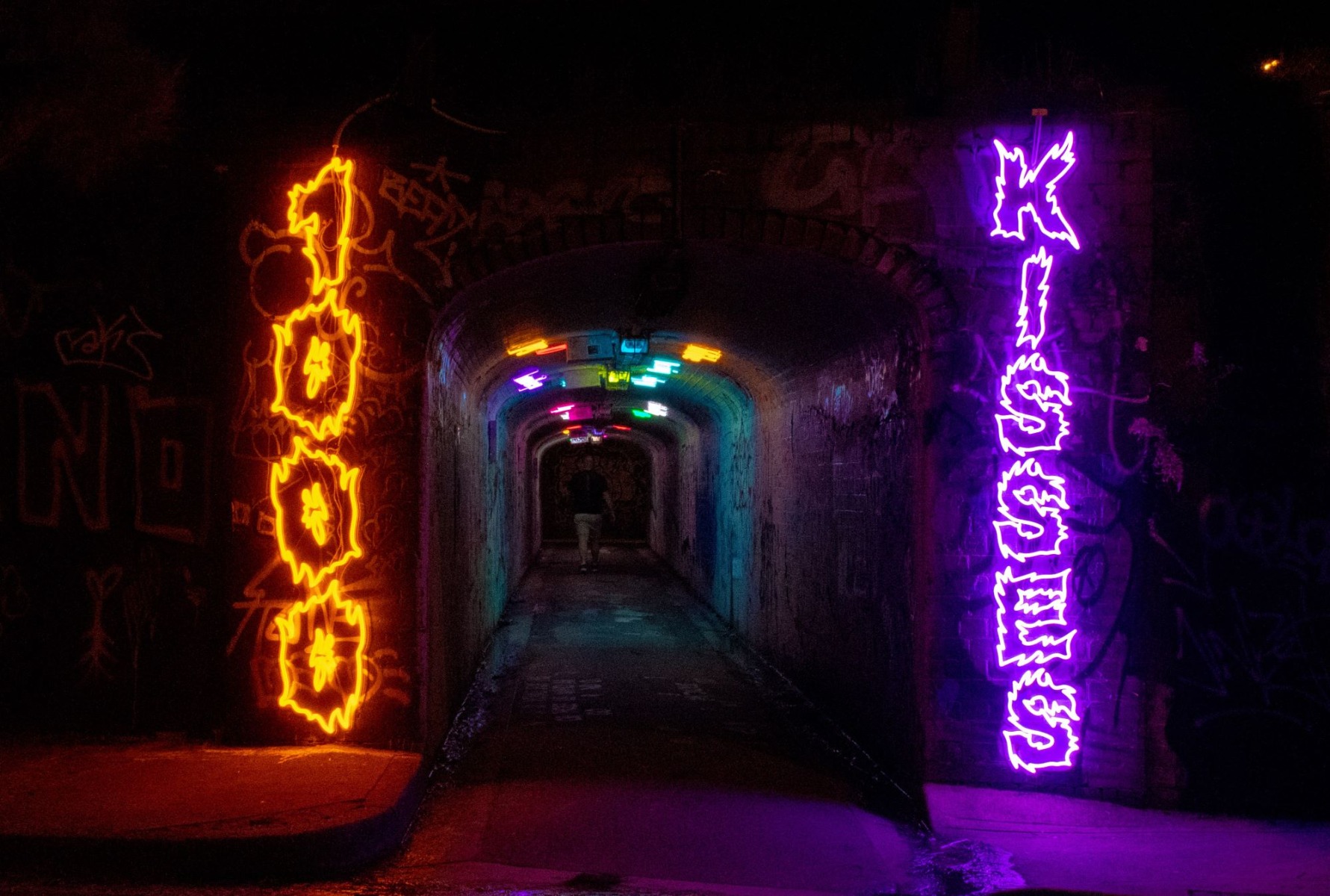Custom Neon® 1000 Kisses LED neon art installation by Kieran Butler during 2023 Sydney World Pride