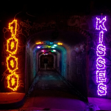 Custom Neon® purple & yellow 1000 Kisses artwork by @k.h.bebe for @sydneyworldpride