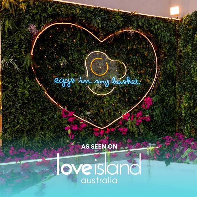 Custom Neon® sign Eggs in My Basket as seen on Love Island Australia