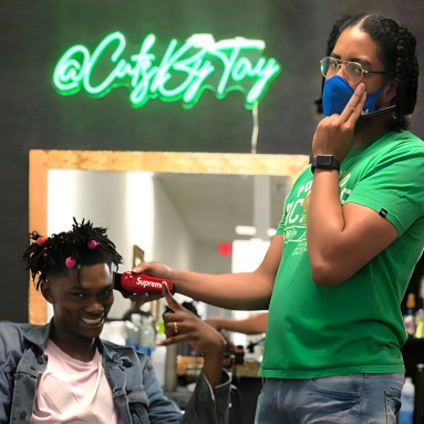 Green Custom Neon® social media handle sign