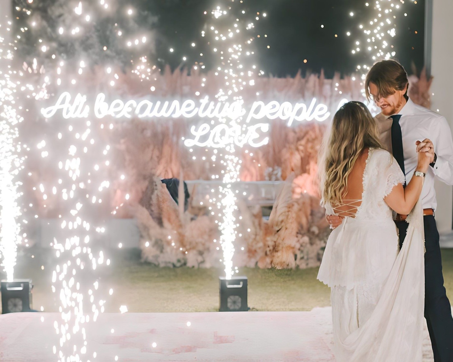 All Because Two People Fell in Love Custom Neon® large outdoor wedding sign