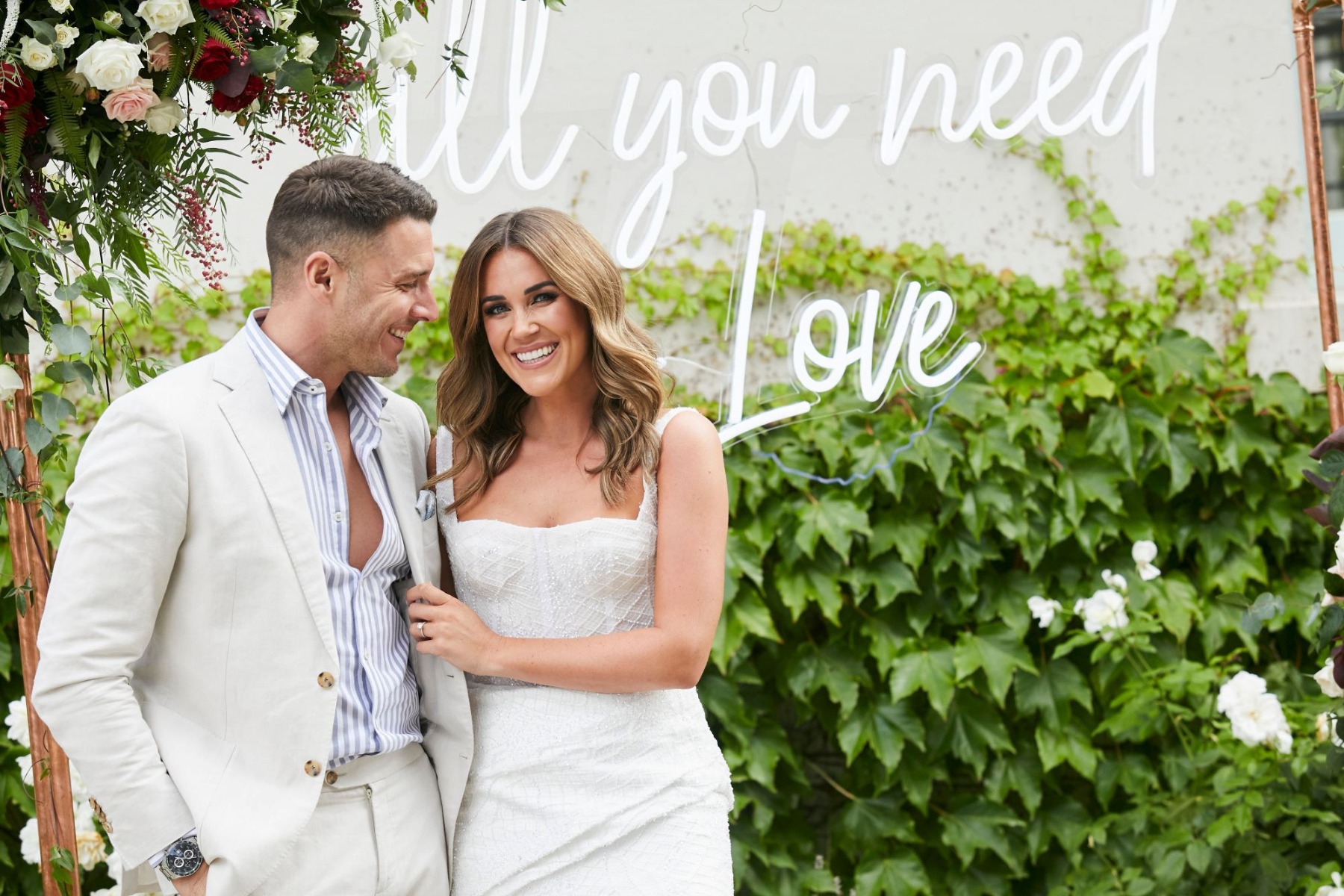 All You Need is Love white LED neon sign by Custom Neon® for @georgiealove @leeroyelliot