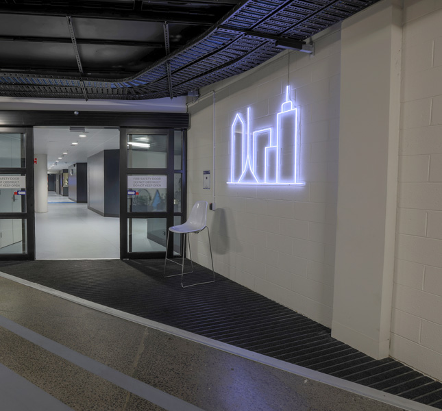 Custom Neon® Melbourne Skyline sign for tennis.com.au @australianopen