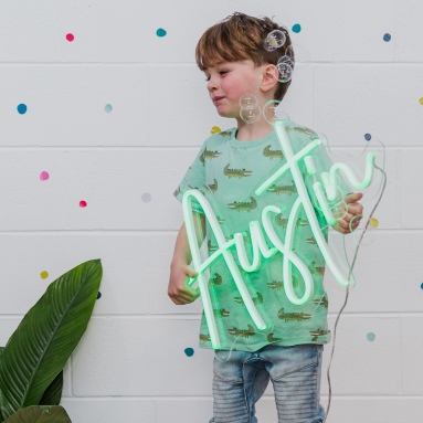 Custom Neon® light green boys name sign