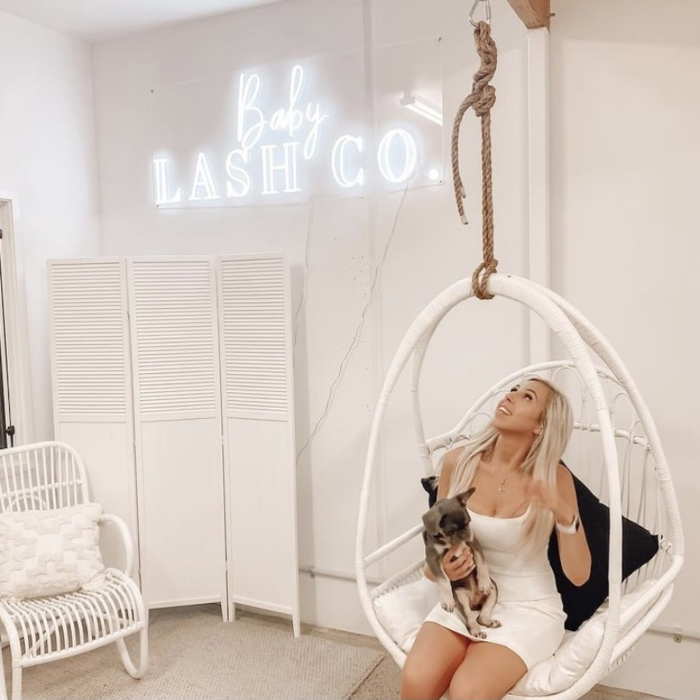 Lash studio logo sign by Custom Neon® for @babylashco_